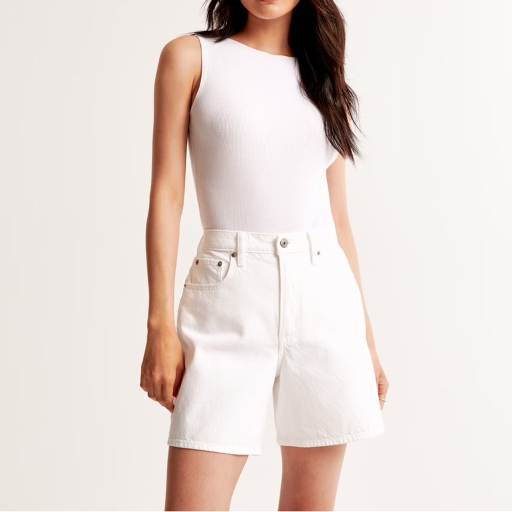 Zara High Waisted White Denim Shorts
